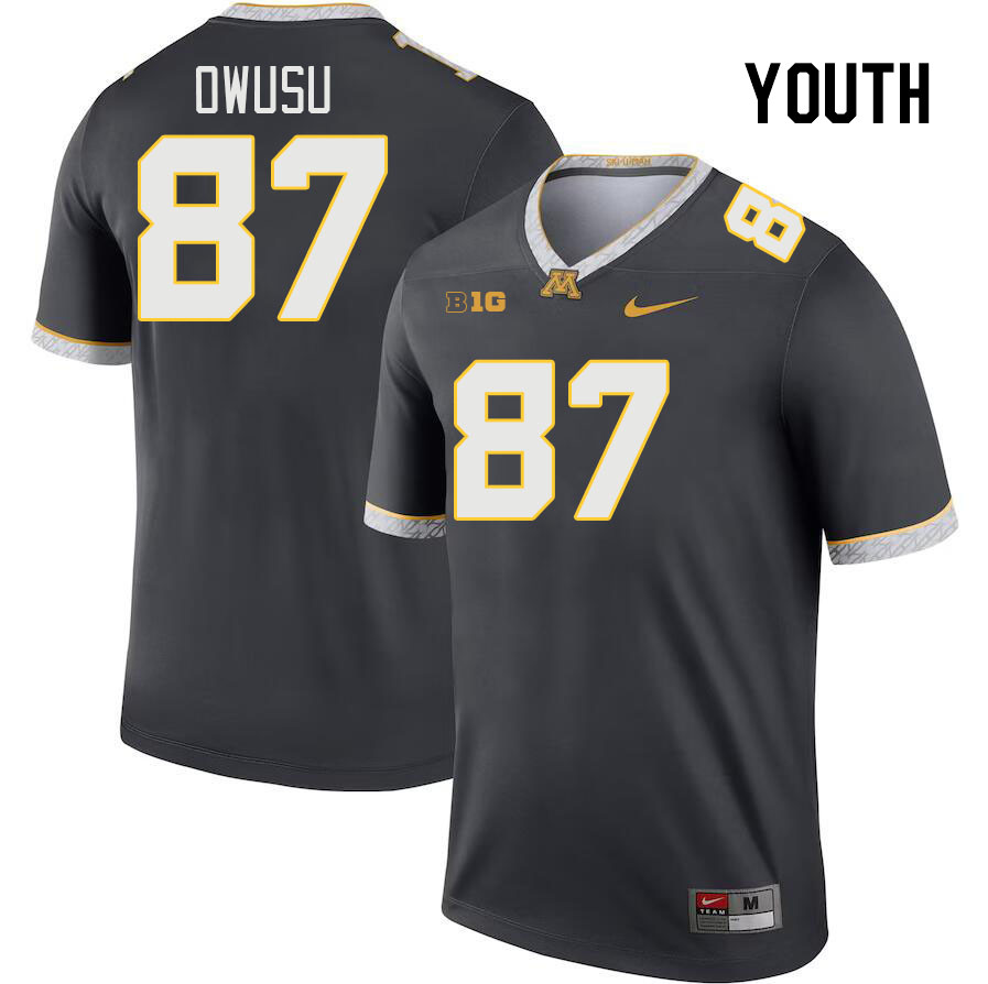 Youth #87 Martin Owusu Minnesota Golden Gophers College Football Jerseys Stitched-Charcoal